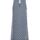 Abito corto in denim con disegno rombi e strass 106245 A32NPJE PINKO 