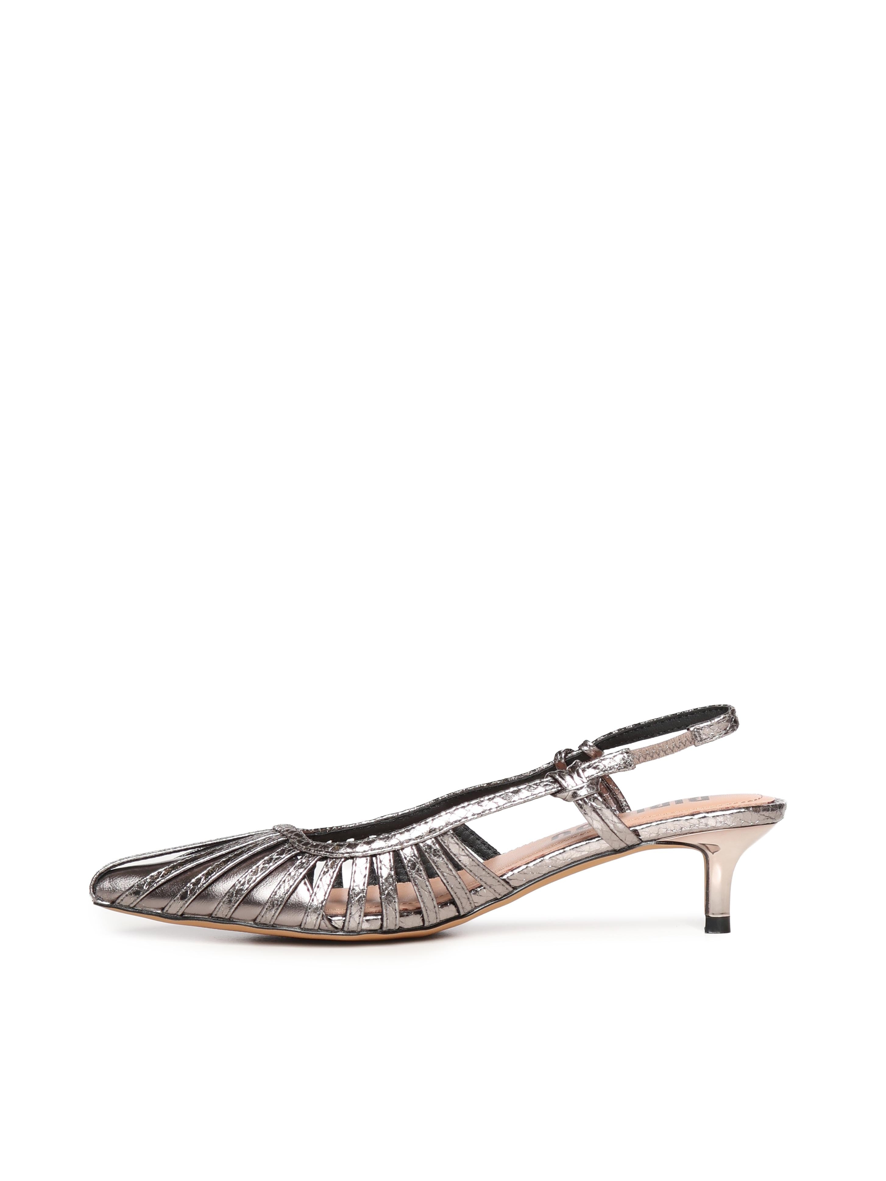 Pumps slingback in pelle metalizzata 774Z94HG PLOMO BIBI LOU 
