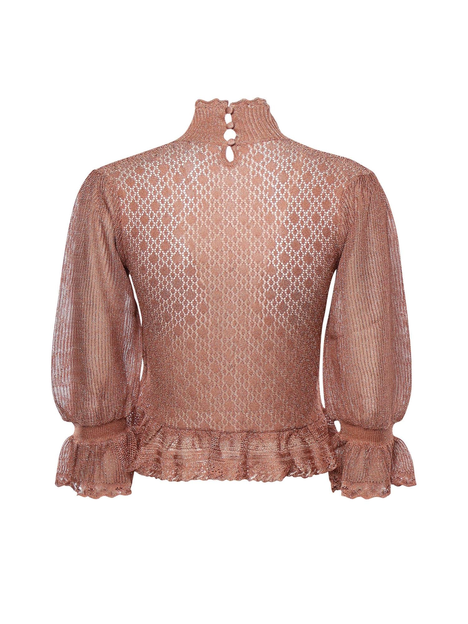 Pullover con volant in maglia di lurex CH26SMP13620 6T2 CHLOÉ 