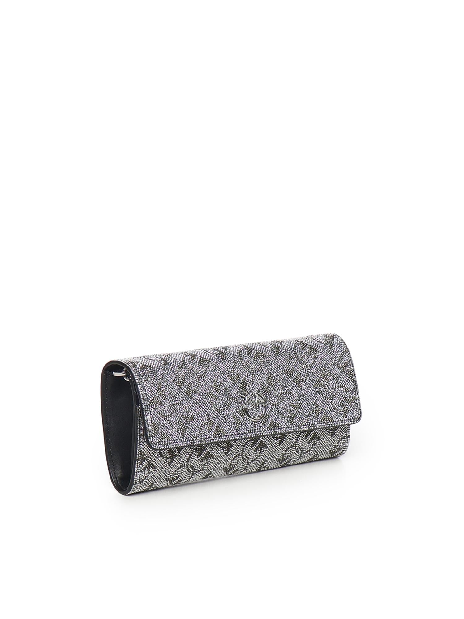 Portafoglio in pelle full strass con tracolla 103765 A20DZZFN PINKO 