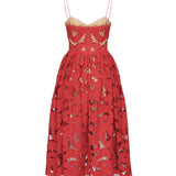 Abito midi ricamato con fiocco<BR/> PF25013M R SELF-PORTRAIT 
