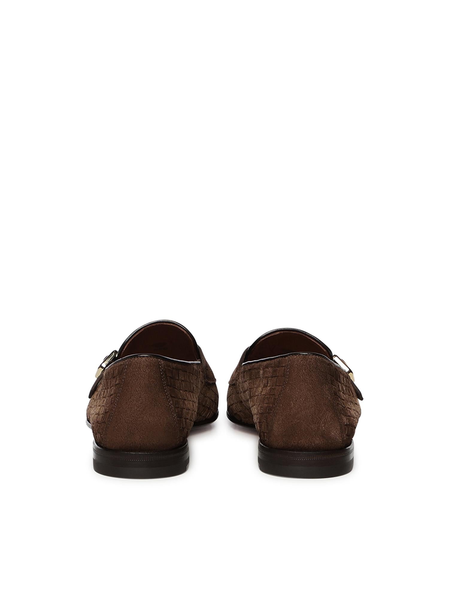 Mocassino con doppia fibbia in suede intrecciato MCNC19061LA3S AYCM21 SANTONI 