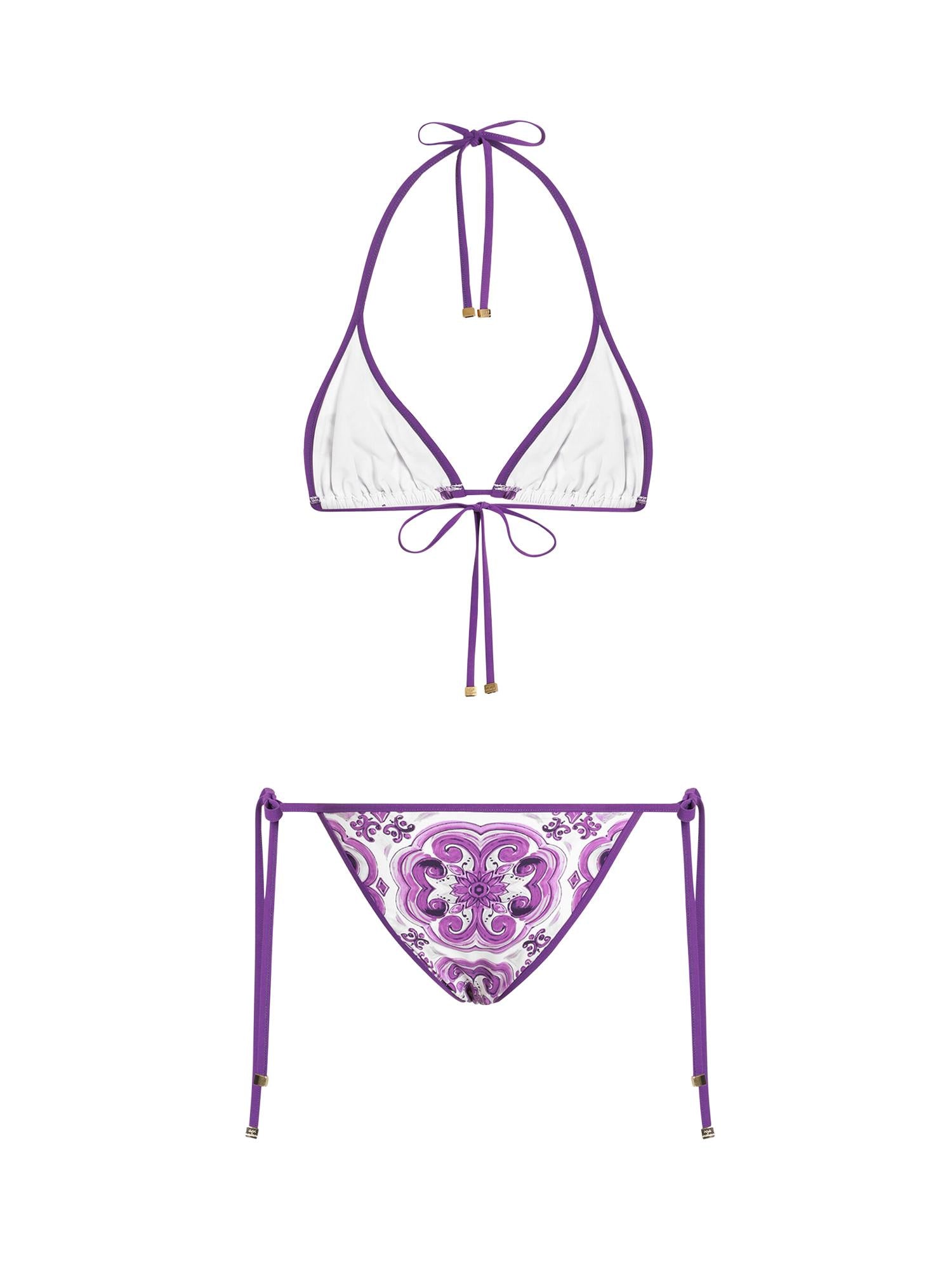 Bikini a triangolo con stampa maiolica O8A02J ONO19IP3TN DOLCE & GABBANA 