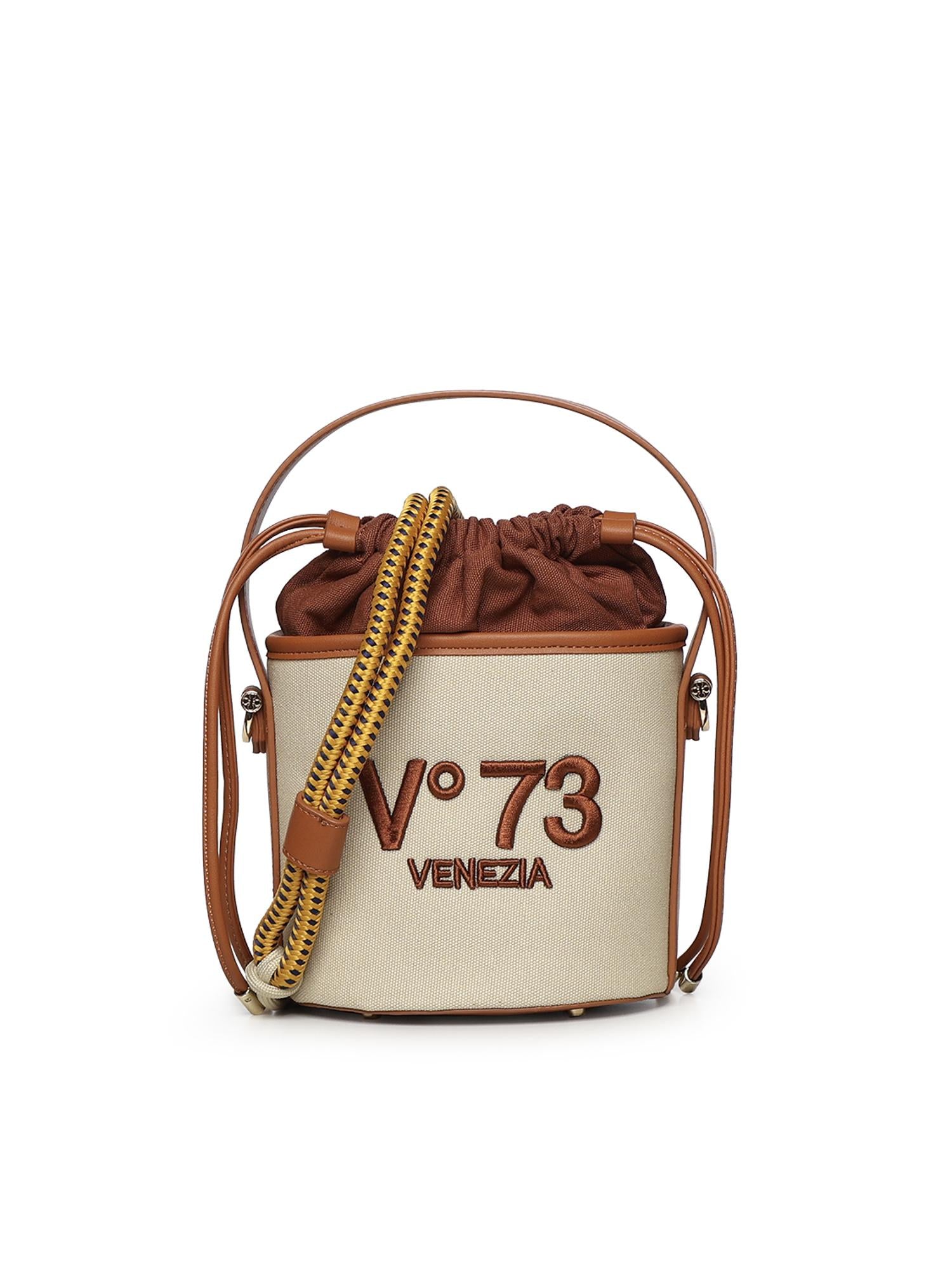 Secchiello con logo 73BS9MU03 RESPONSIBLE 73OFF WHITE/CUOIO V° 73 