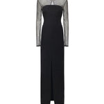 Abito lungo con maniche in rete e strass 79AAO440 N0356899 GENNY 