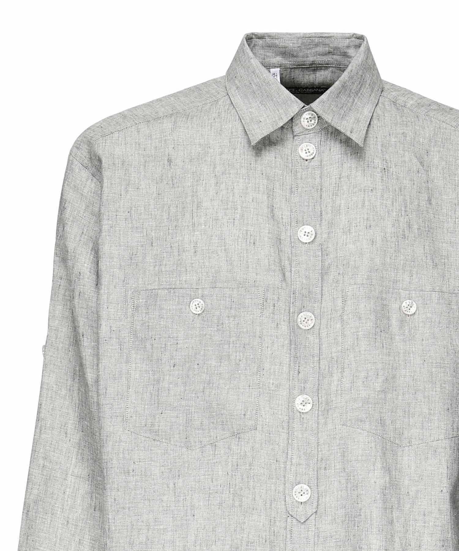 Camicia in tela di lino delavè G5NI3T FU4MFS8290 DOLCE & GABBANA 