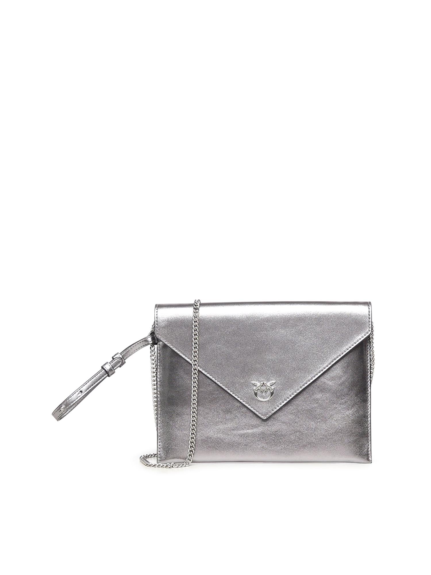 Bustina in pelle metalizzata con logo 104820 A2O9KZ7E PINKO 