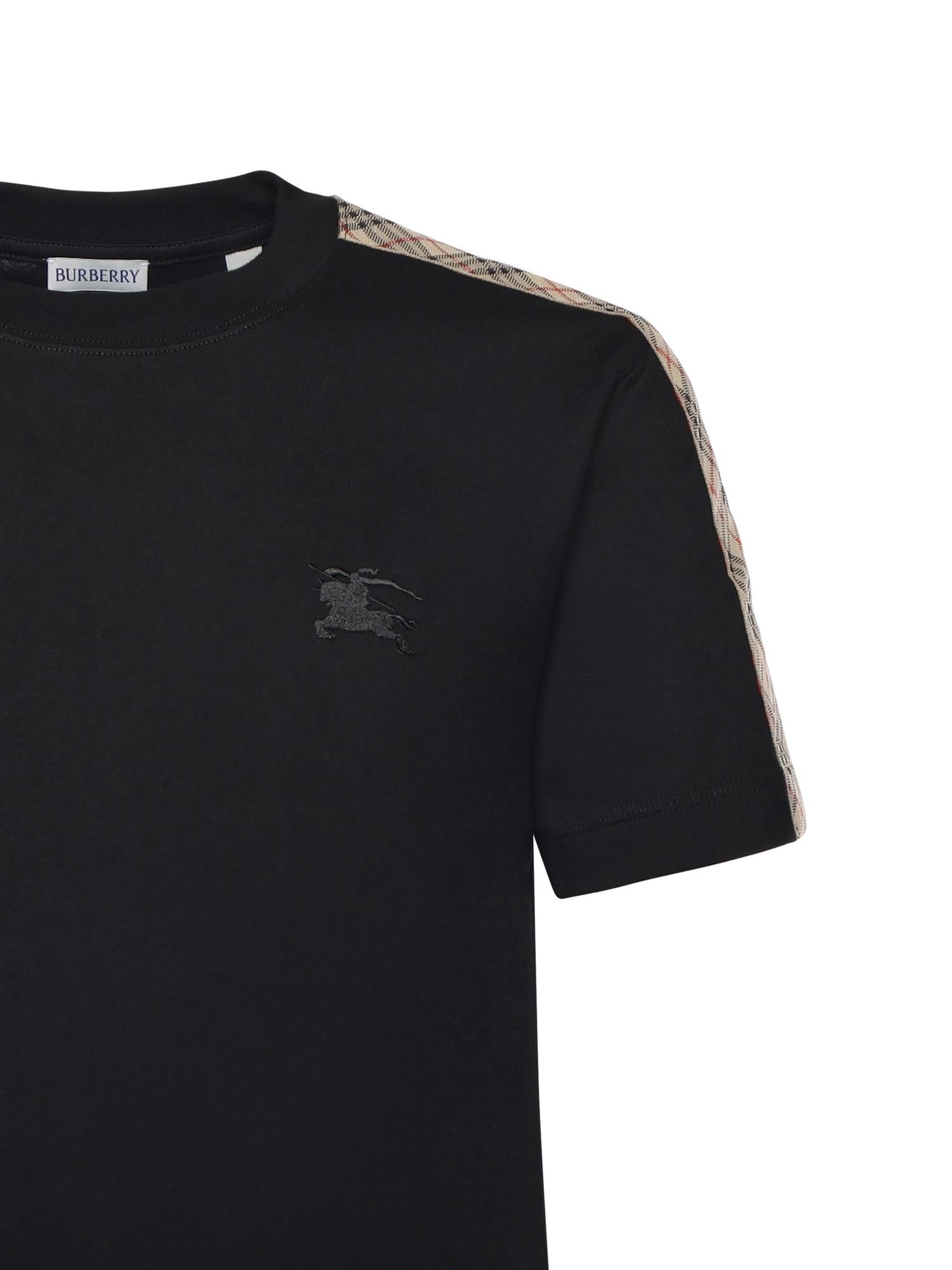 T-shirt in cotone con finiture Check 8106248 A1189 BURBERRY 