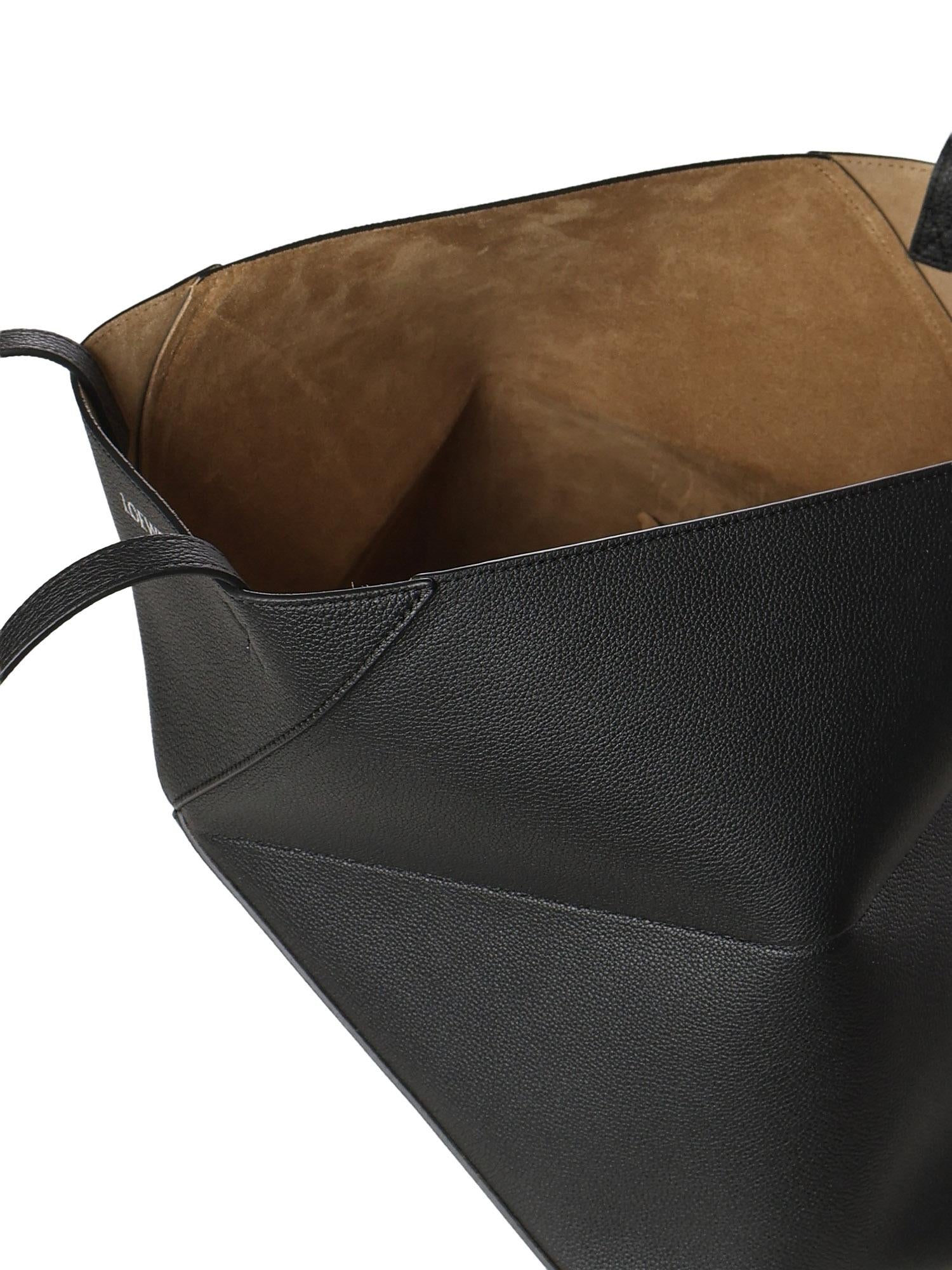 Borsa Tote Puzzle Fold media in pelle di vitello A779PEWX04 1100 LOEWE 