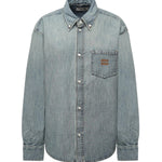 Camicia in chambray con logo GWC133 18JIF0076 MIU MIU 