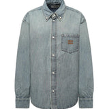 Camicia in chambray con logo GWC133 18JIF0076 MIU MIU 