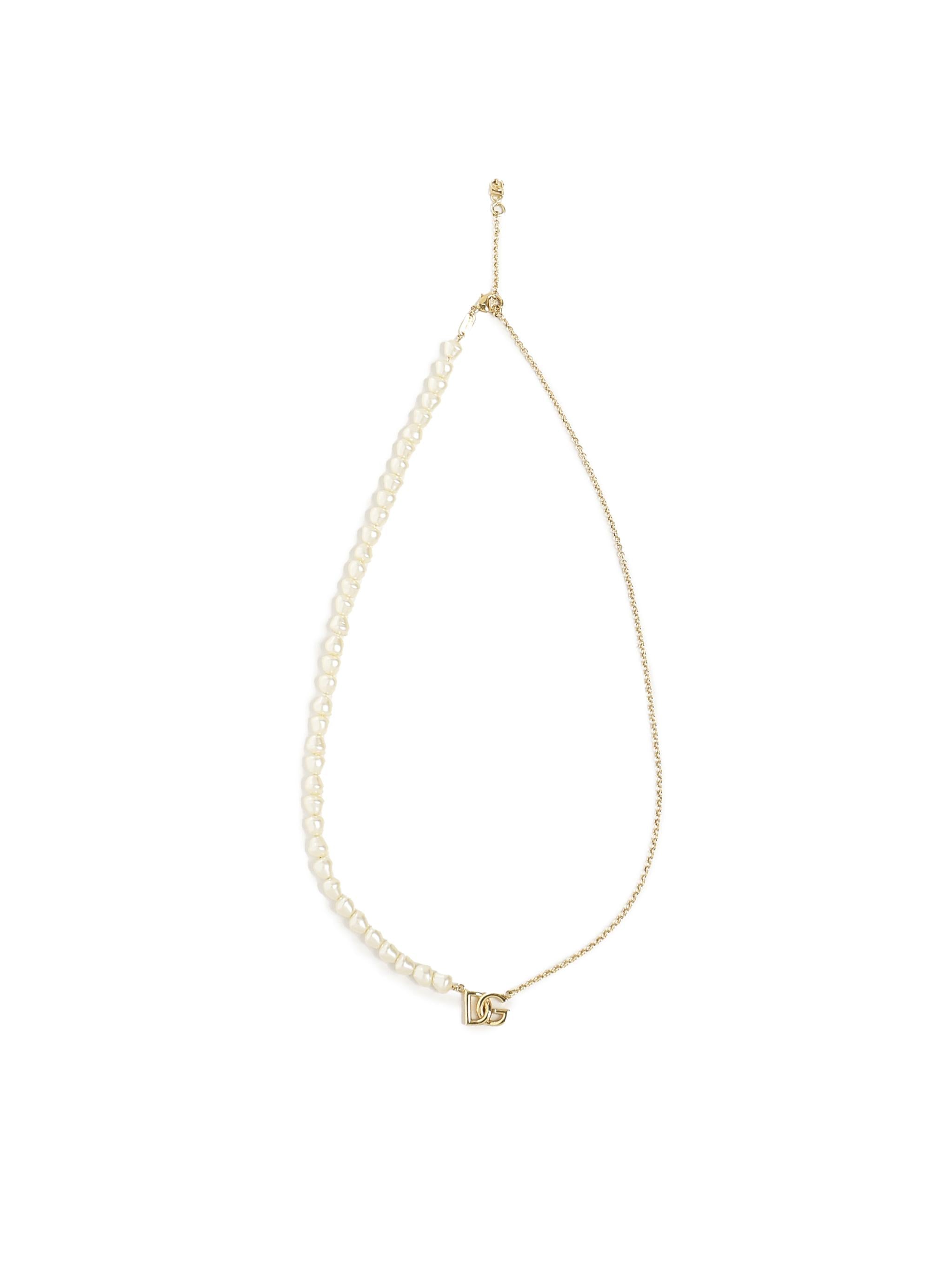 Collana a catena con perle e logo WNP2P1 W1111ZOO00 DOLCE & GABBANA 