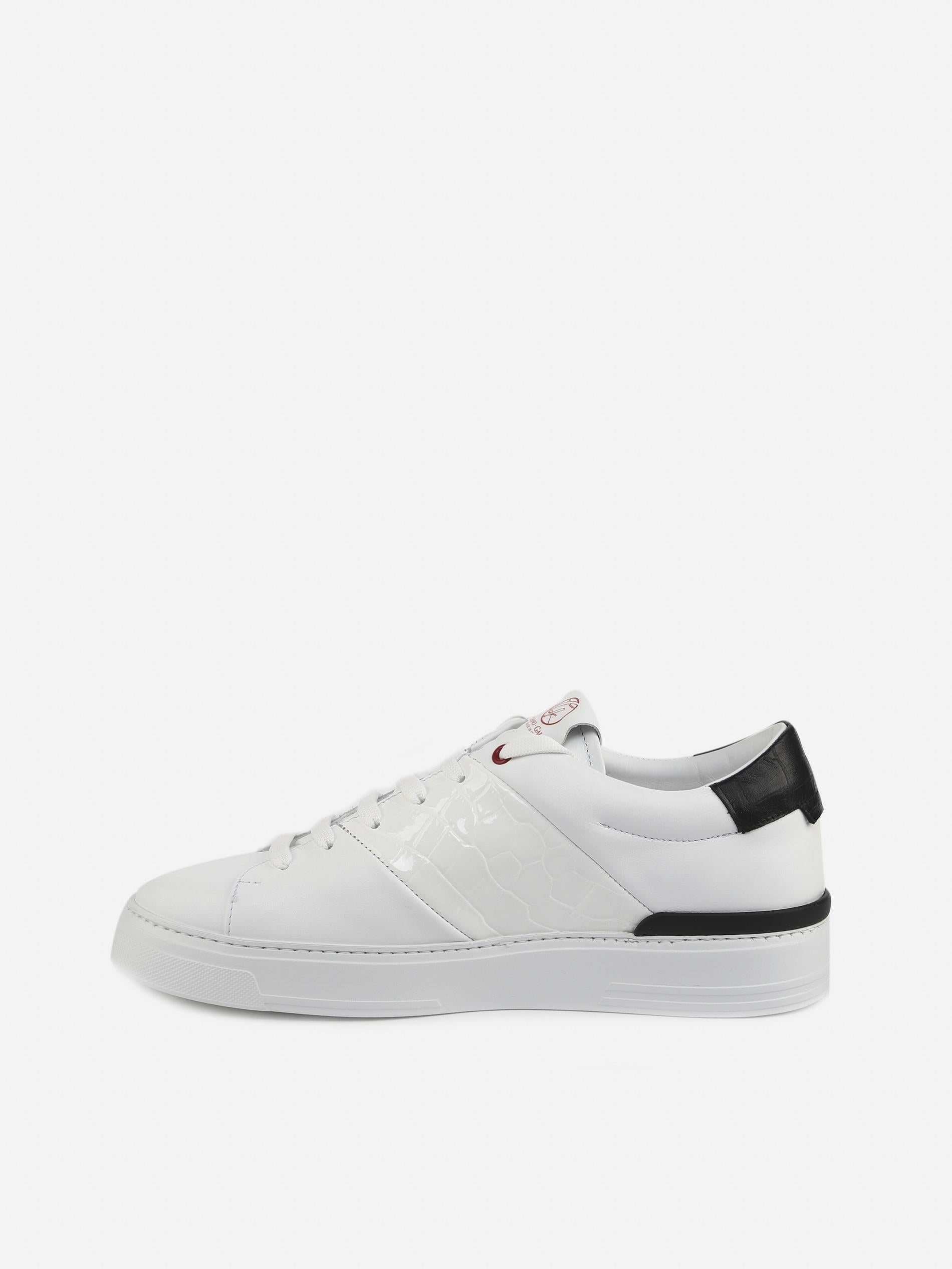 Sneakers king1 in pelle con inserto effetto coccodrillo pe 2021 KING1 -WHITE/BLACK GIULIANO GALIANO 