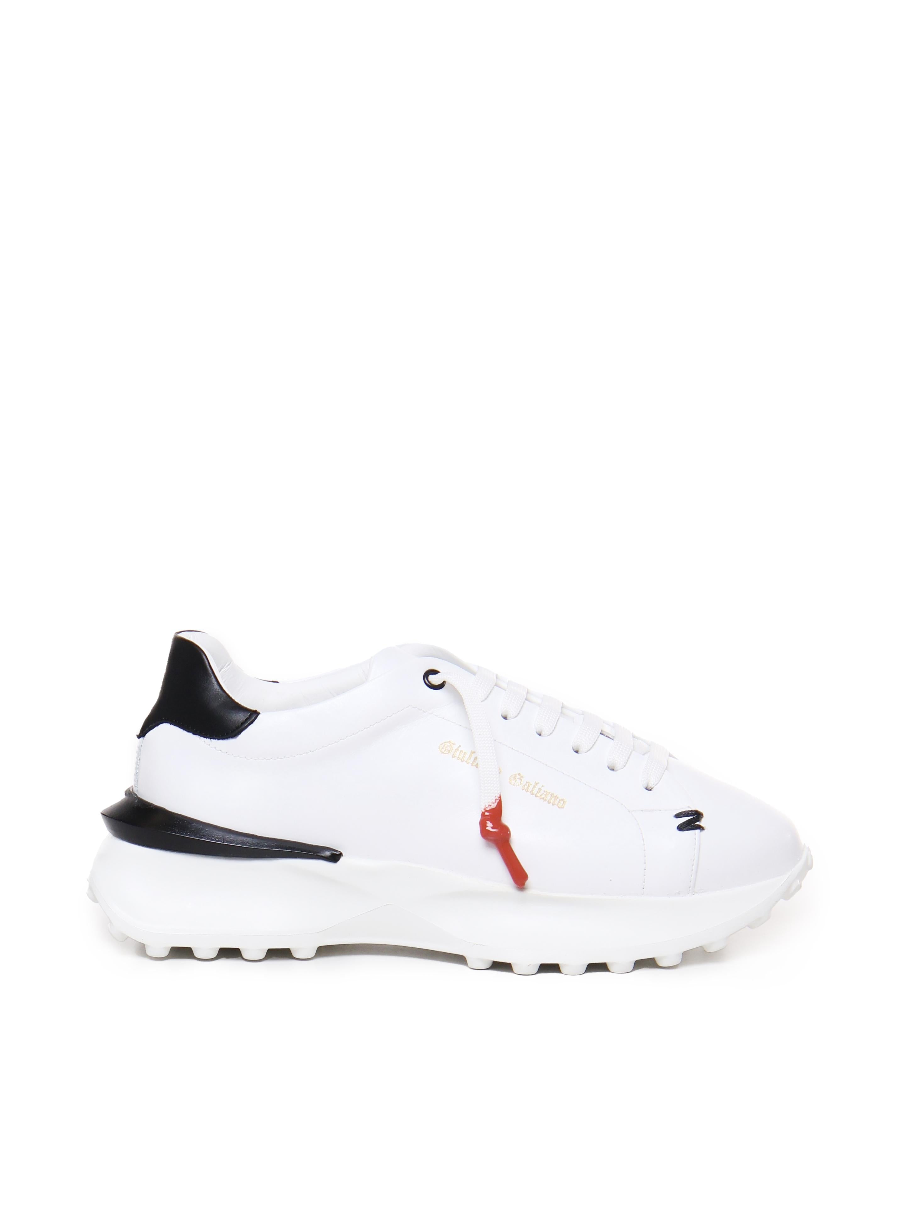Sneakers Raptor 1 in pelle<BR/> RAPTOR1 NAPPAWHITE/BLACK GIULIANO GALIANO 