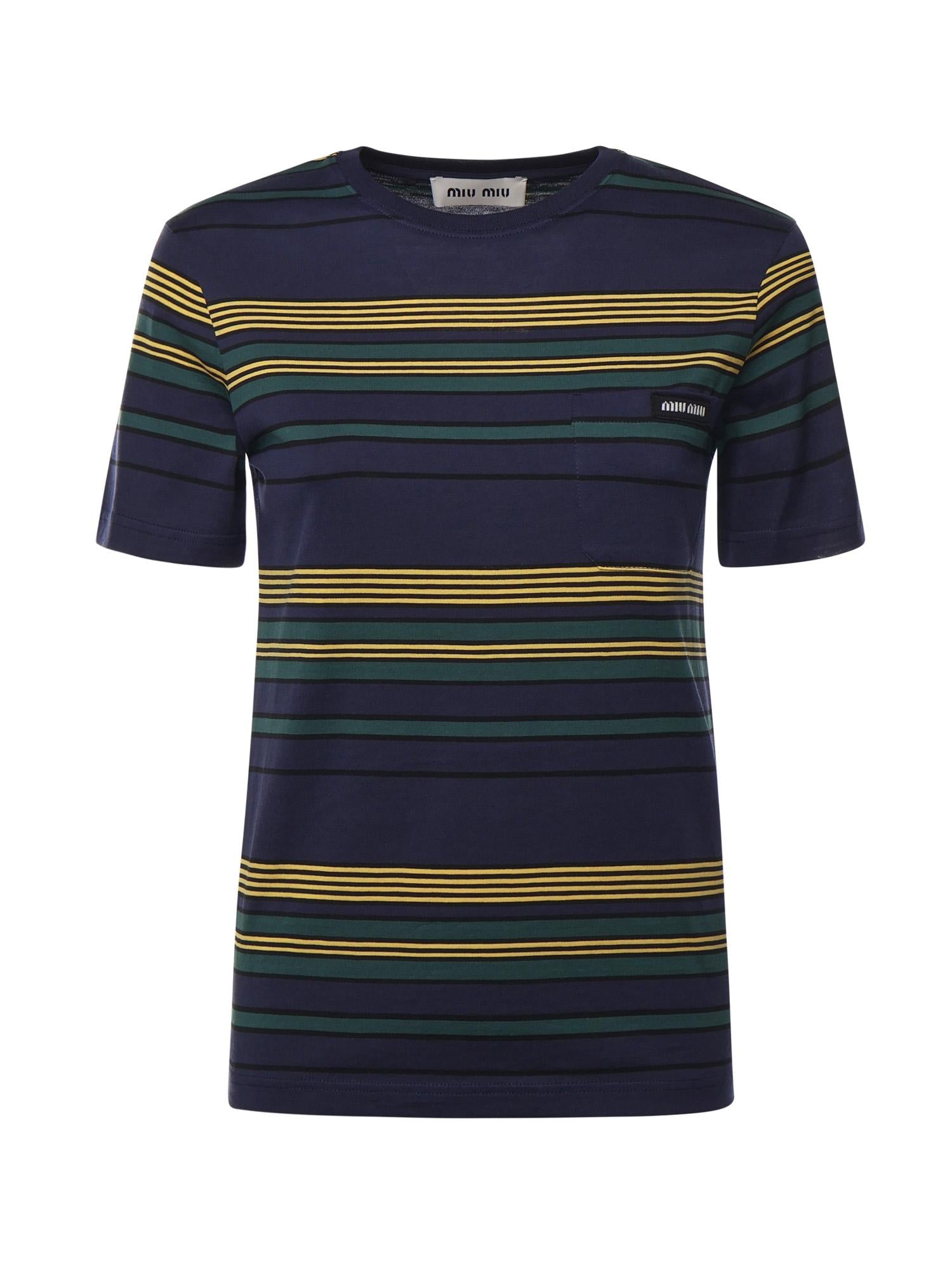 T-shirt in jersey a righe MJNA09 18ZVF0V9D MIU MIU 