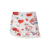 Mini gonna asimmetrica con stampa retrò CBS1932-SU24 -RED FOR LOVE & LEMONS 