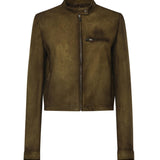 Giubbotto in pelle scamosciata cerata MPW022 19QLF0D09 MIU MIU 