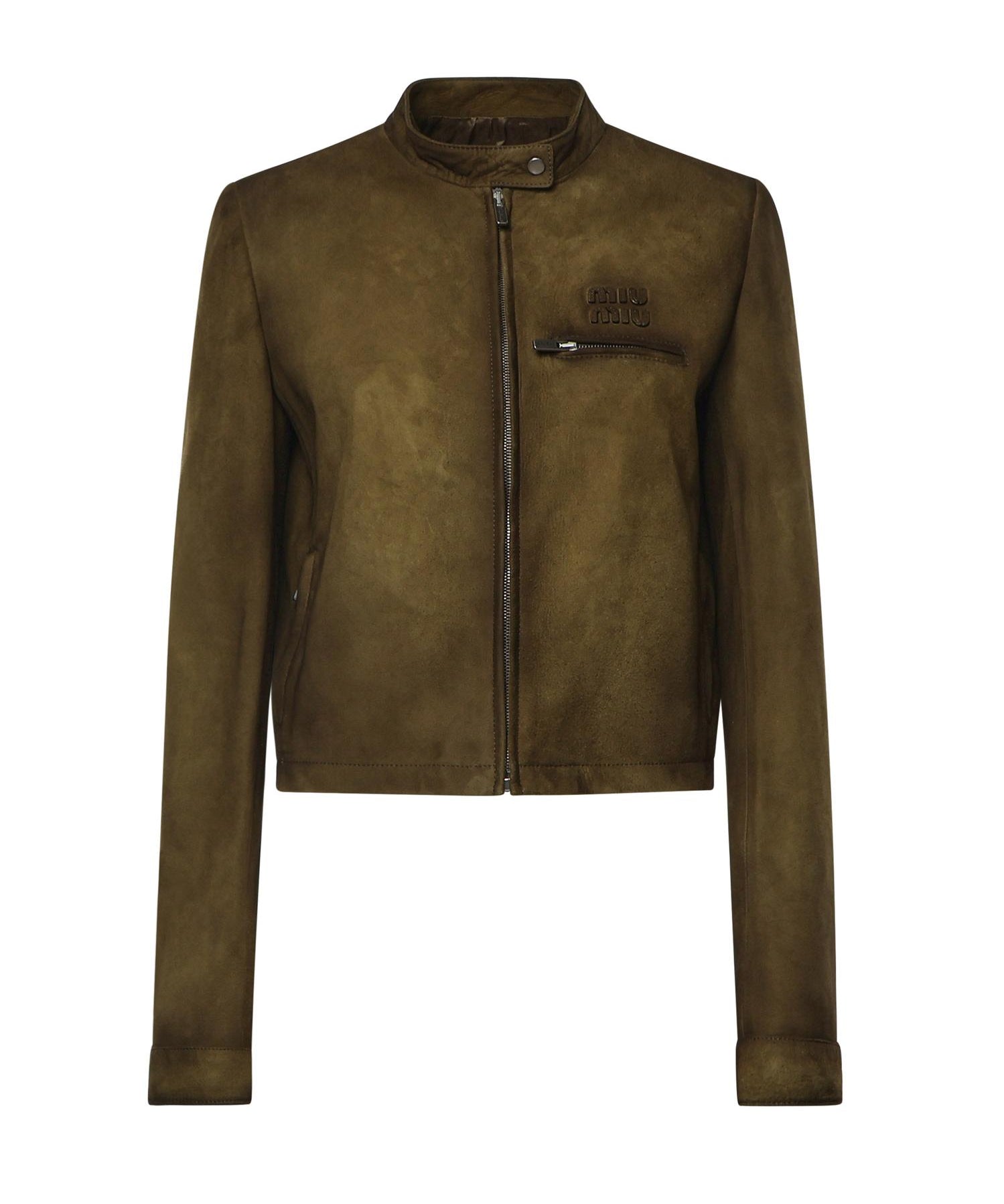 Giubbotto in pelle scamosciata cerata MPW022 19QLF0D09 MIU MIU 