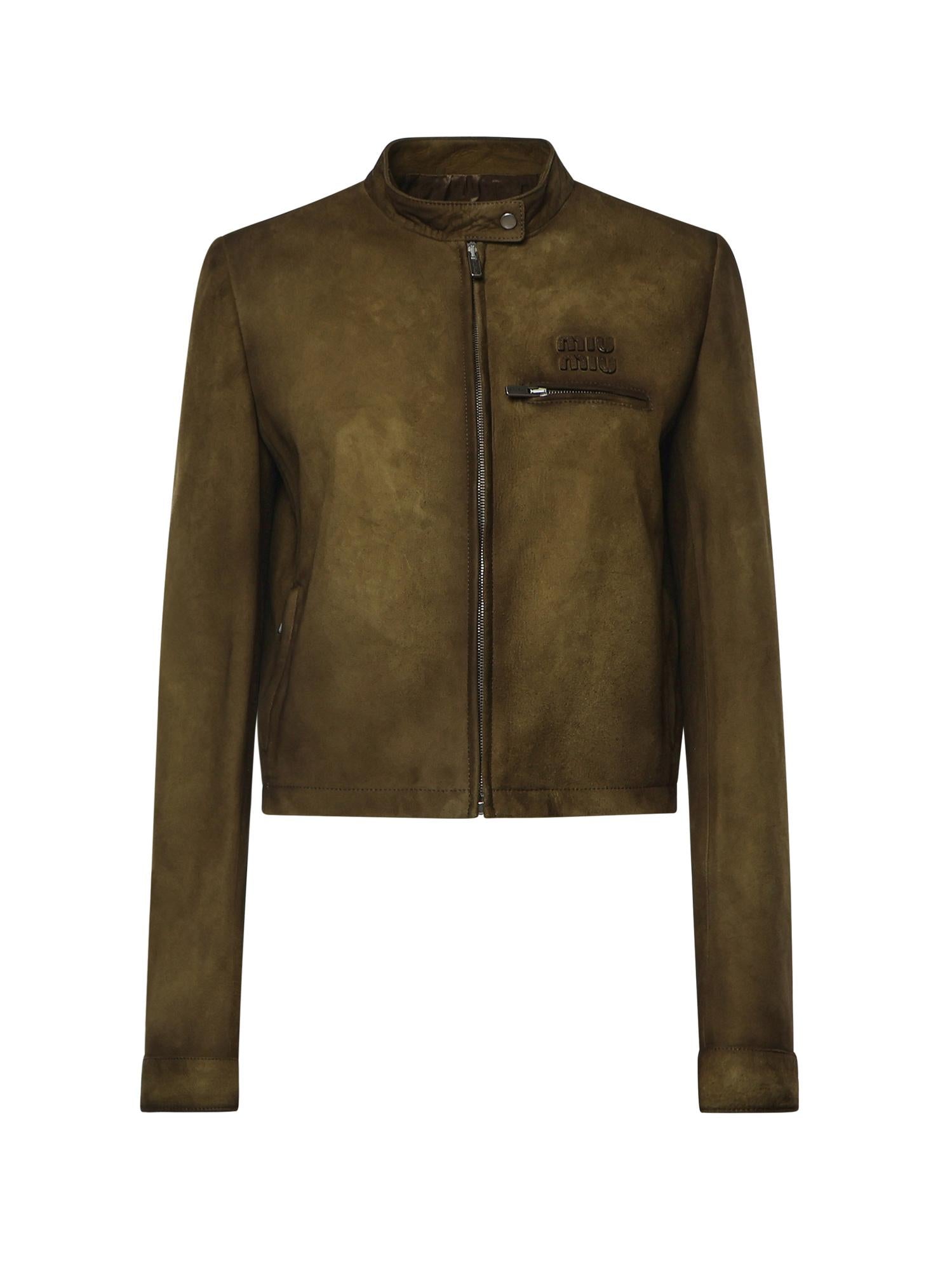 Giubbotto in pelle scamosciata cerata MPW022 19QLF0D09 MIU MIU 