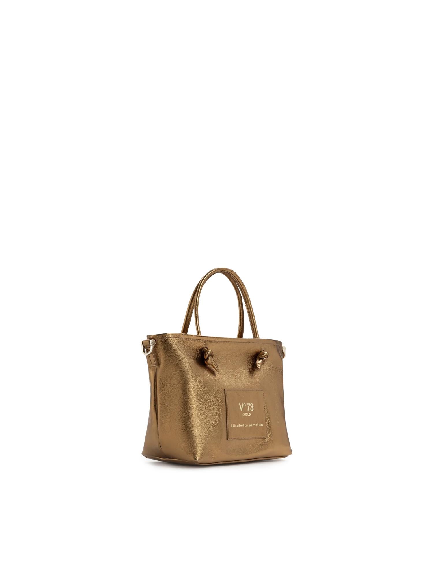 Mini bag in pelle con logo 73BP9VT02 LOLLI POPPOP BRONZE V° 73 
