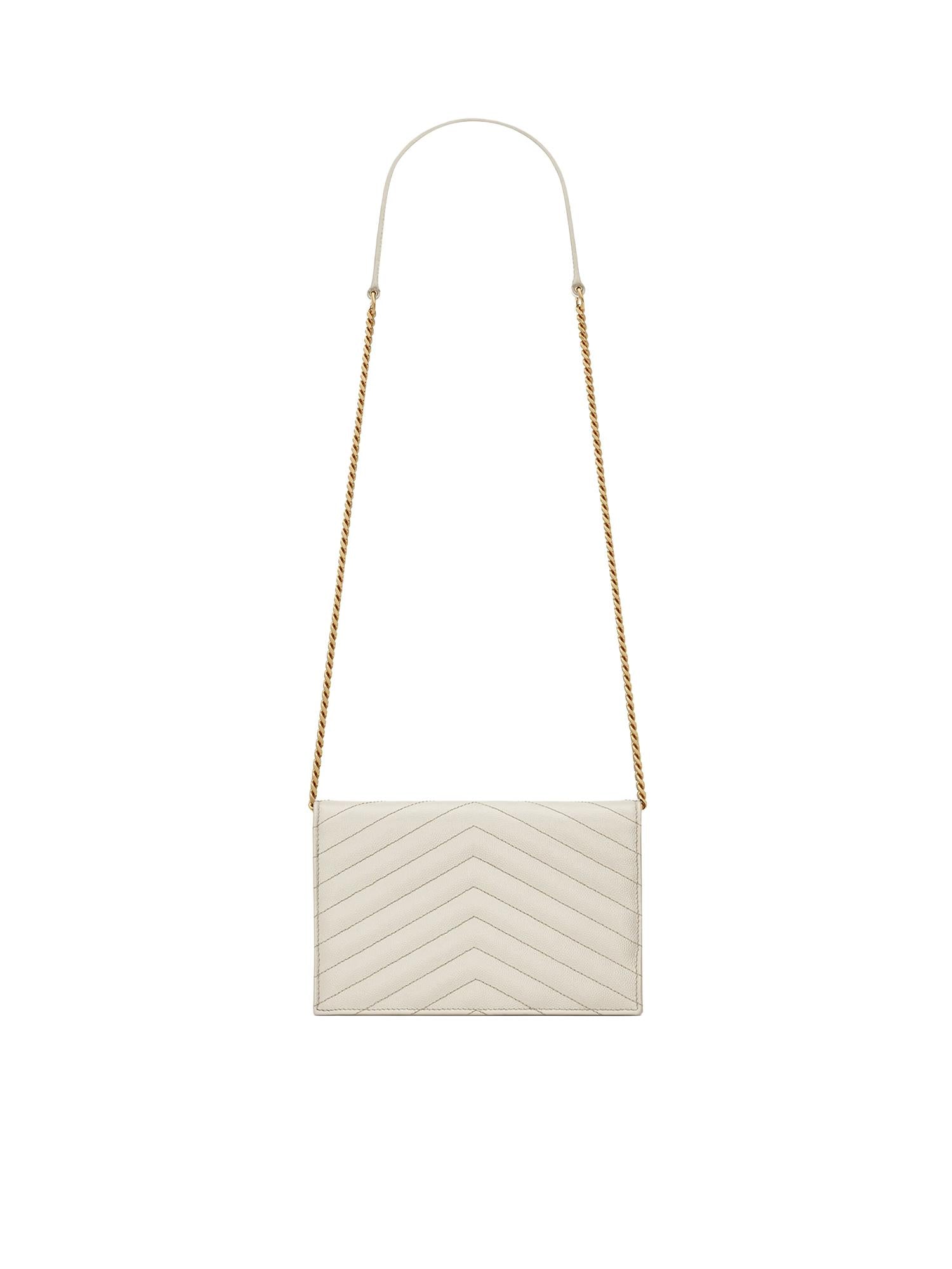 Pochette Envelope con catena Cassandre in pelle grain de poudre 857605 BOW019207 SAINT LAURENT 