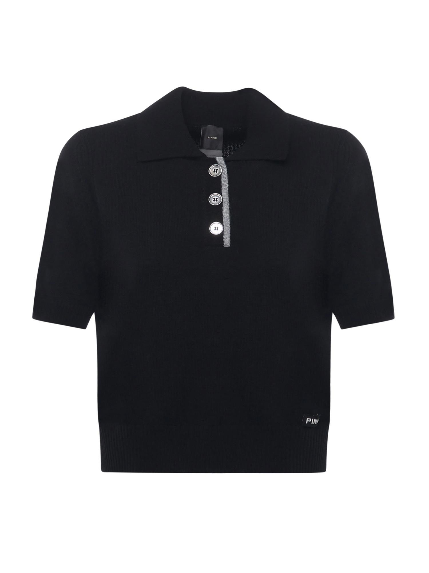 Maglia stile polo con logo 105450 A2Q9Z99 PINKO 
