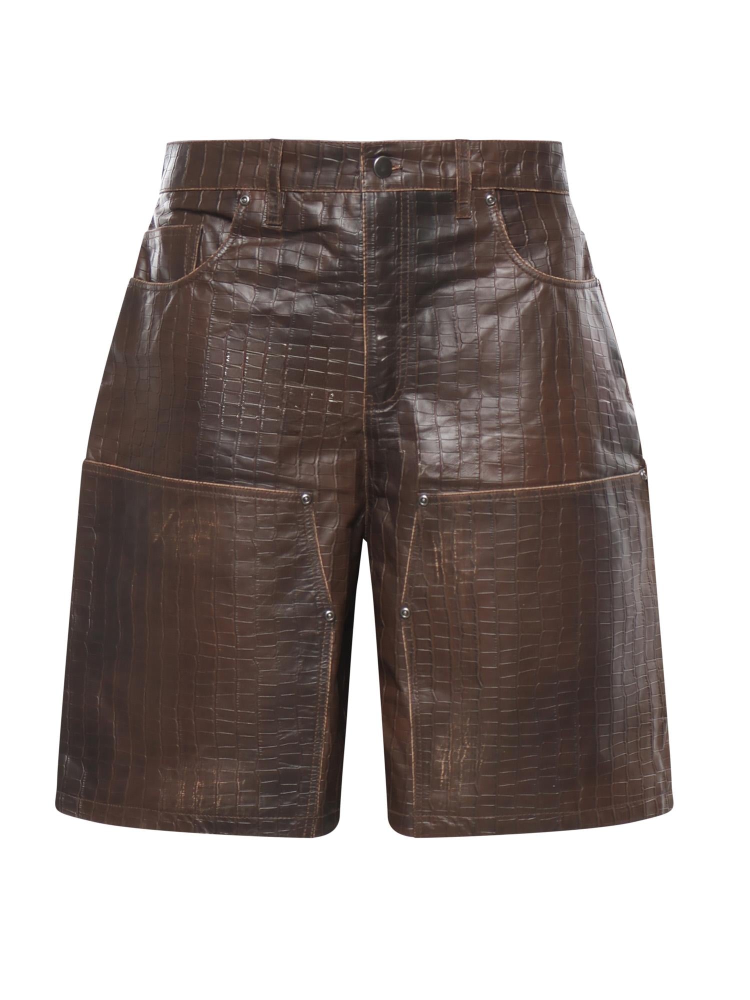 Shorts in pelle con stampa coccodrillo FOSS26SH01323 6322 FOUND 