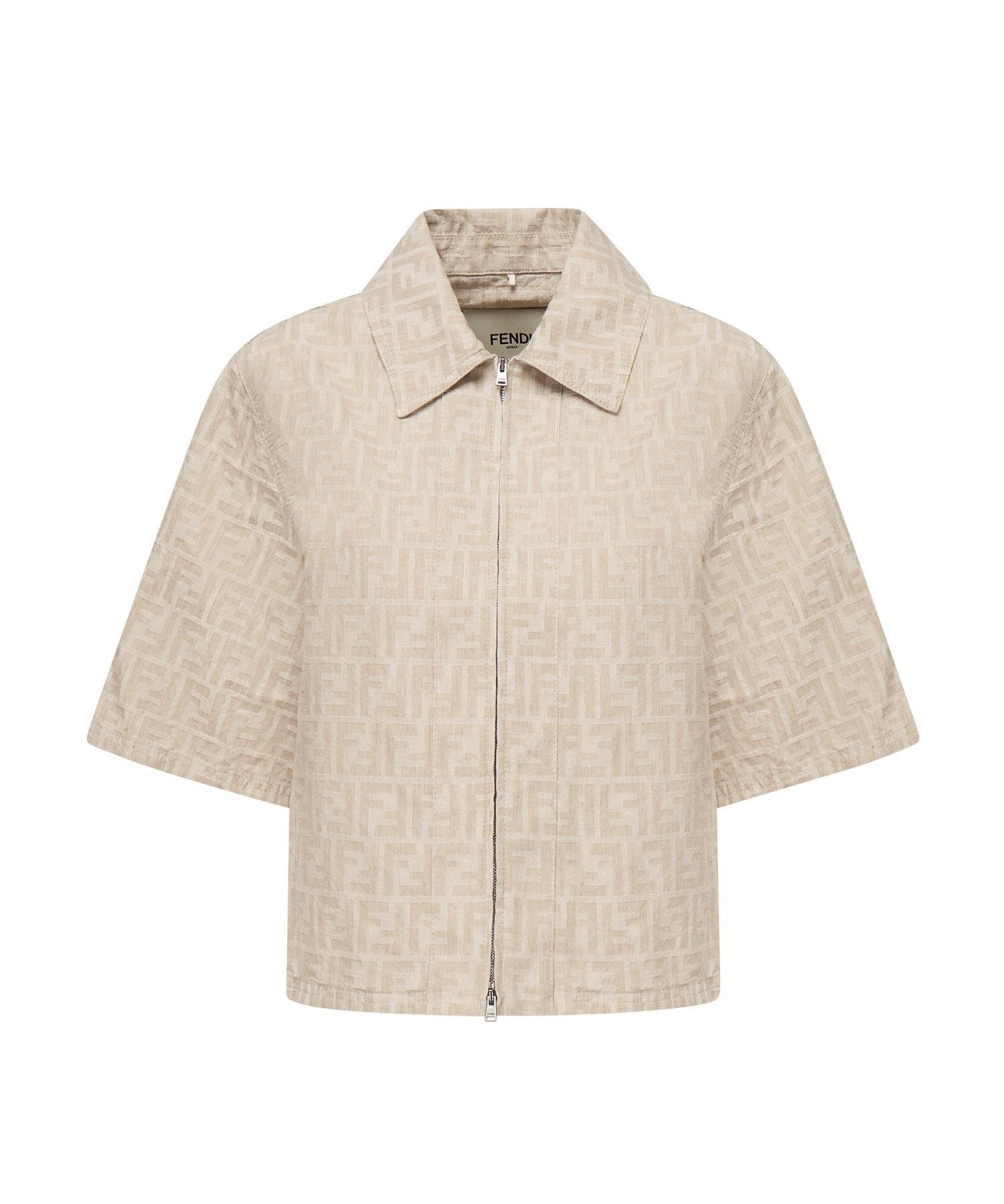 Giacca cropped in chambray FF jacquard FLF790 ASMFF1SAZ FENDI 