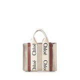 Tote bag piccola Woody in lino CHC22AS397I26 90U CHLOÉ 