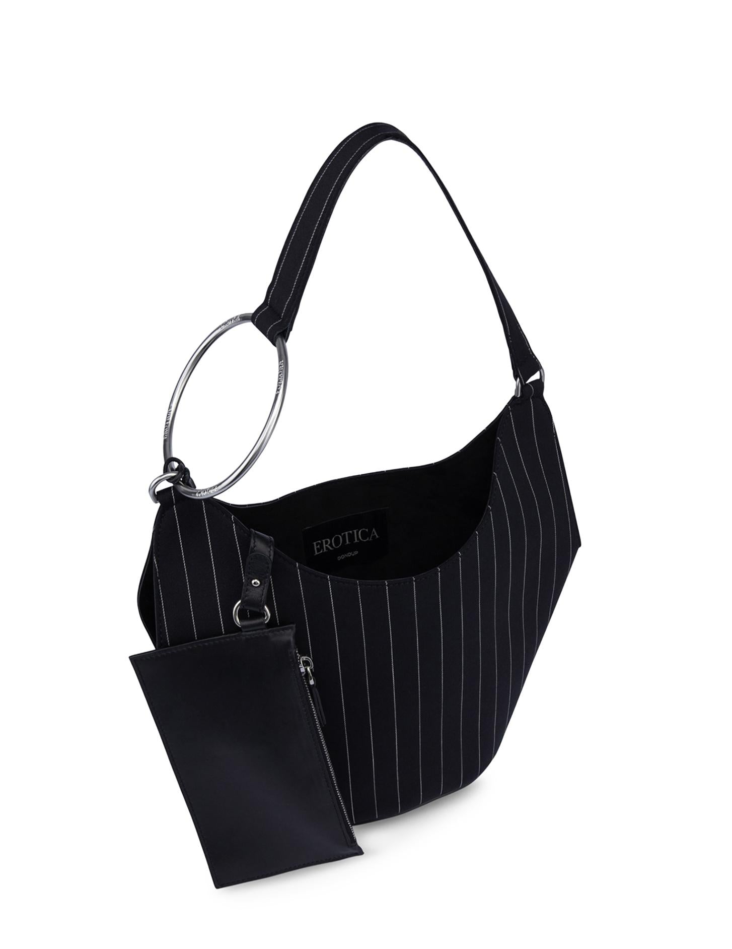 Borsa Small hobo in fresco di lana gessato WB320 ES0080D999 DONDUP 