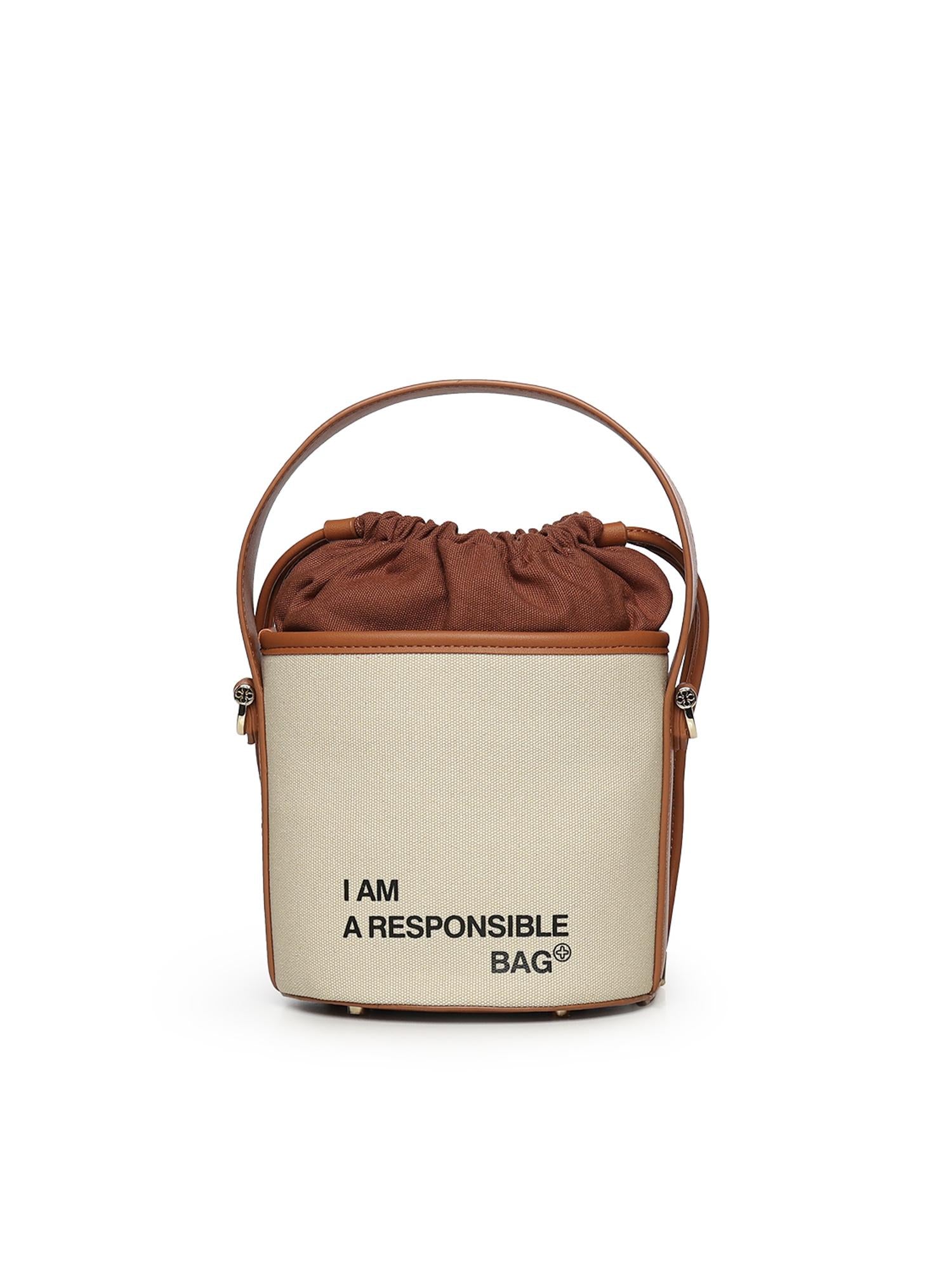 Secchiello con logo 73BS9MU03 RESPONSIBLE 73OFF WHITE/CUOIO V° 73 