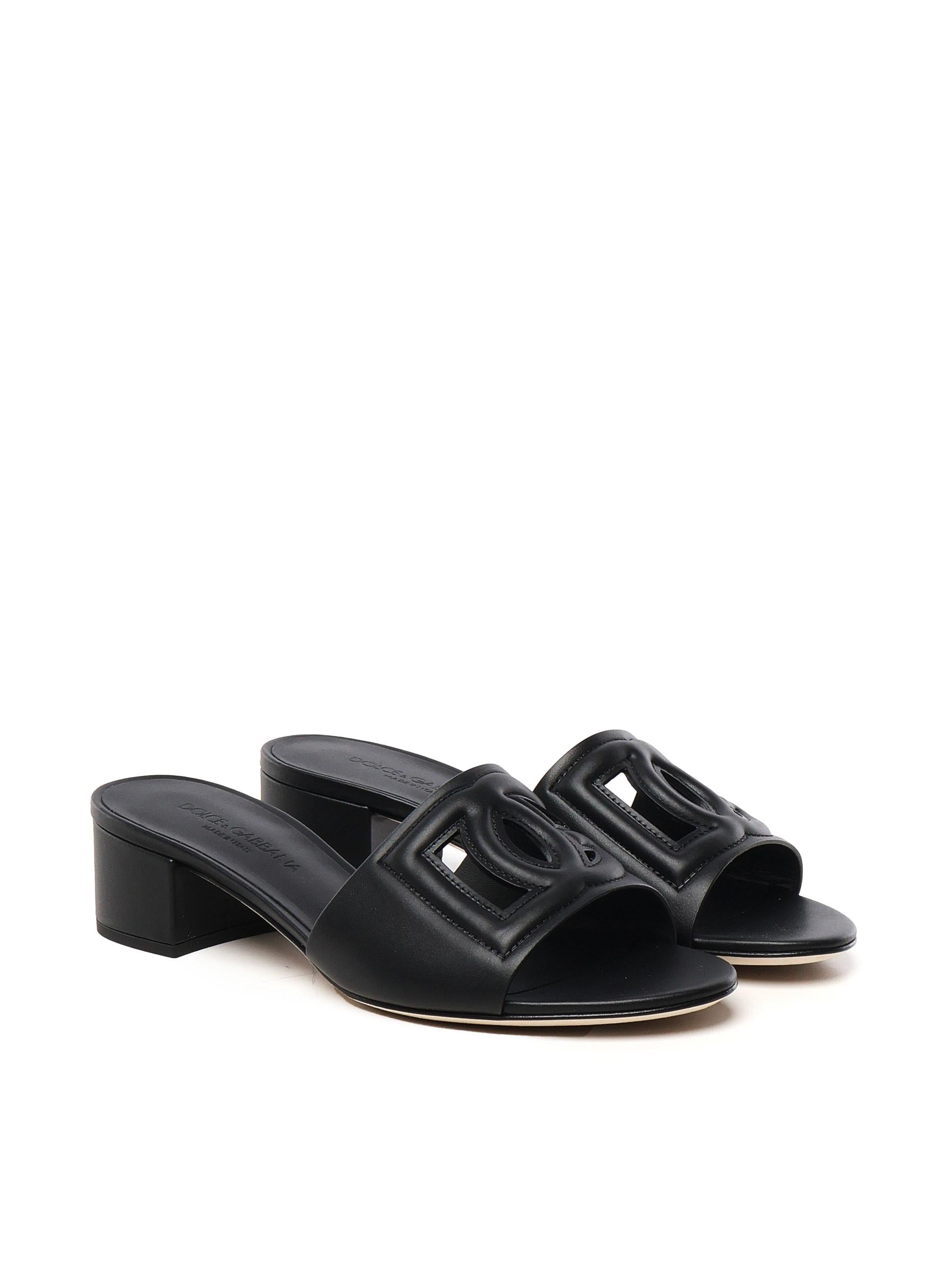 Slide in pelle di vitello e logo DG CR1755 AY32980999 DOLCE & GABBANA 