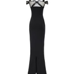 Abito lungo con ruches e tulle NDDR3001002100  NENSI DOJAKA 