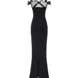 Abito lungo con ruches e tulle NDDR3001002100  NENSI DOJAKA 