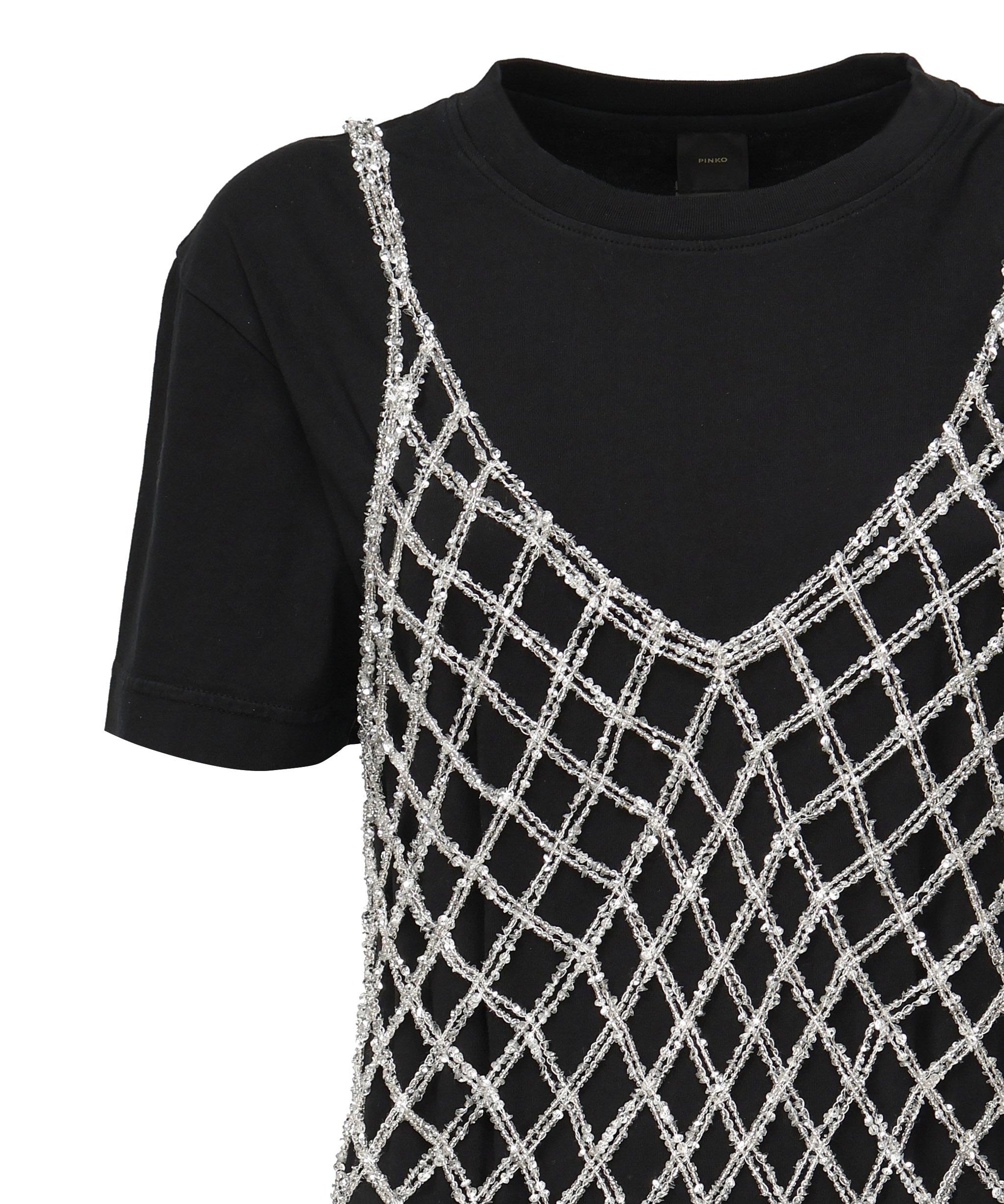 Abito t-shirt con paillettes 105144 A2LTZ99 PINKO 