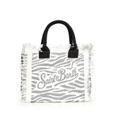 Borsa Vanity in canvas con stampa zebrata e strass VANI001 00271L MC2 SAINT BARTH 