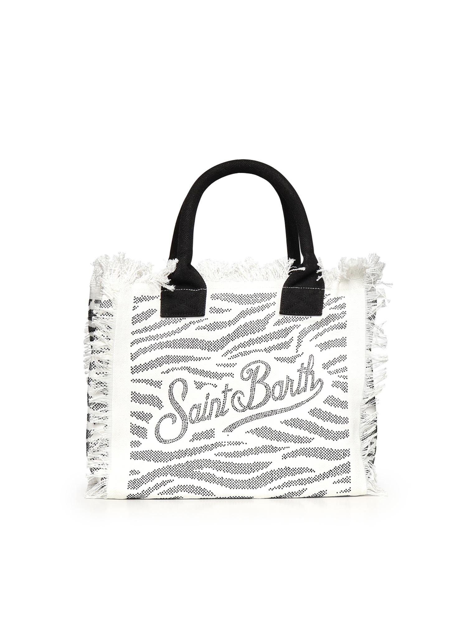 Borsa Vanity in canvas con stampa zebrata e strass VANI001 00271L MC2 SAINT BARTH 