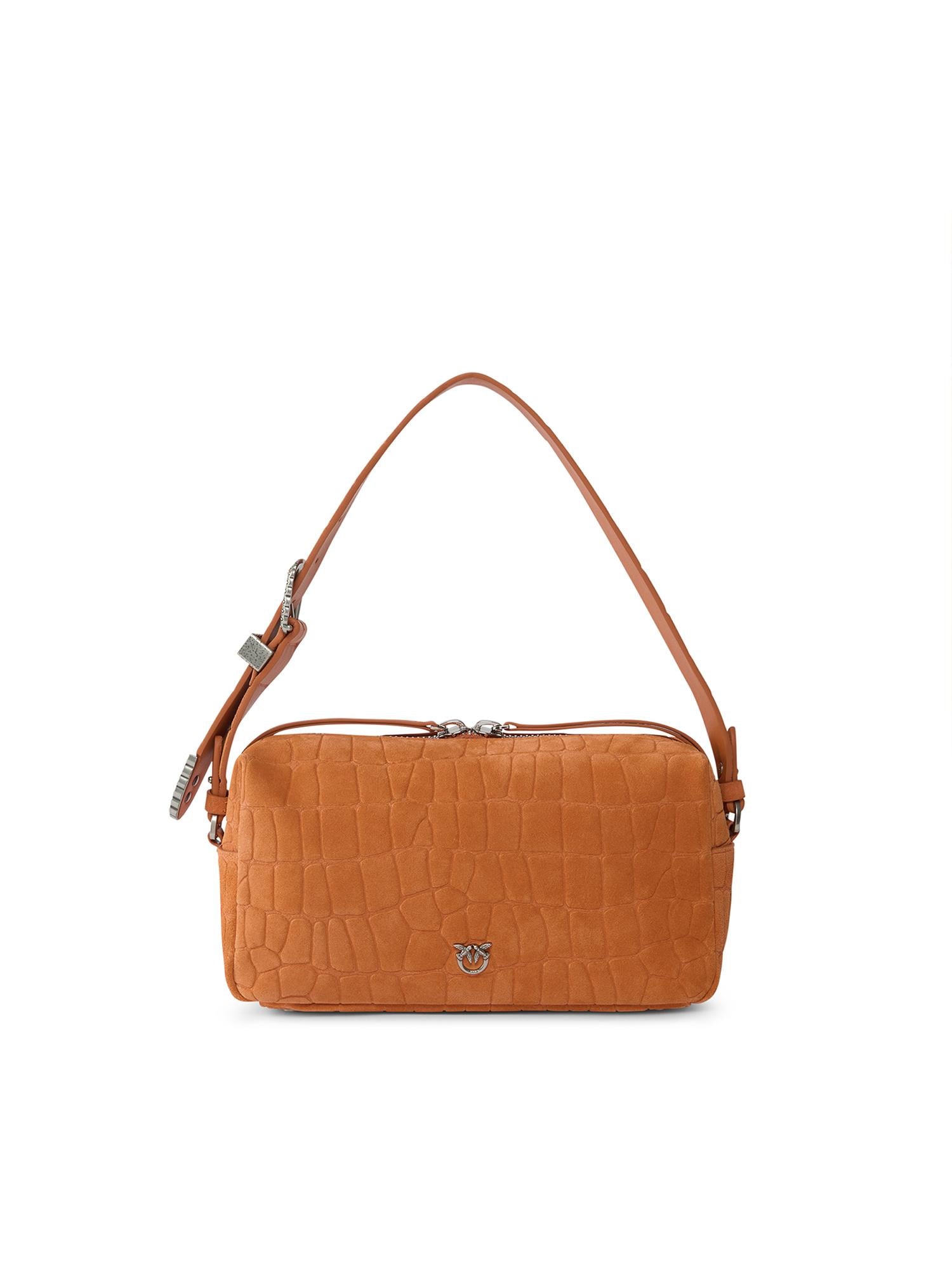 Borsa bauletto a tracolla in pelle stampa coccodrillo 106761 A2YWA76O PINKO 
