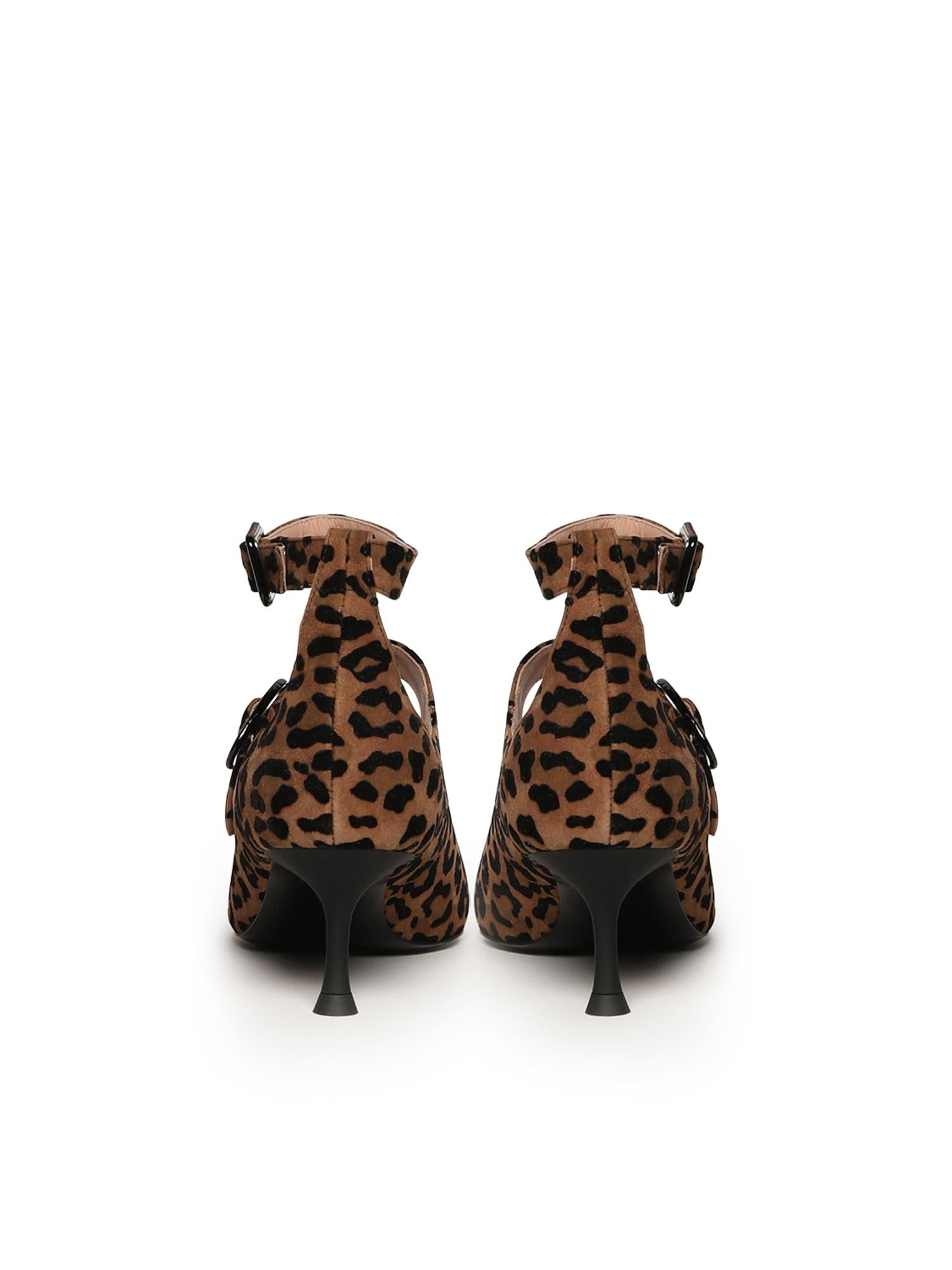 Pumps slingback Thalia in camoscio TALUCI LEOFLO BRANDY/VERLUX NERO GIULIANO GALIANO 