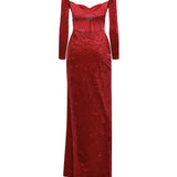 Abito maxi drappeggiato in jersey di velluto 850642 TCV146105 BALENCIAGA 