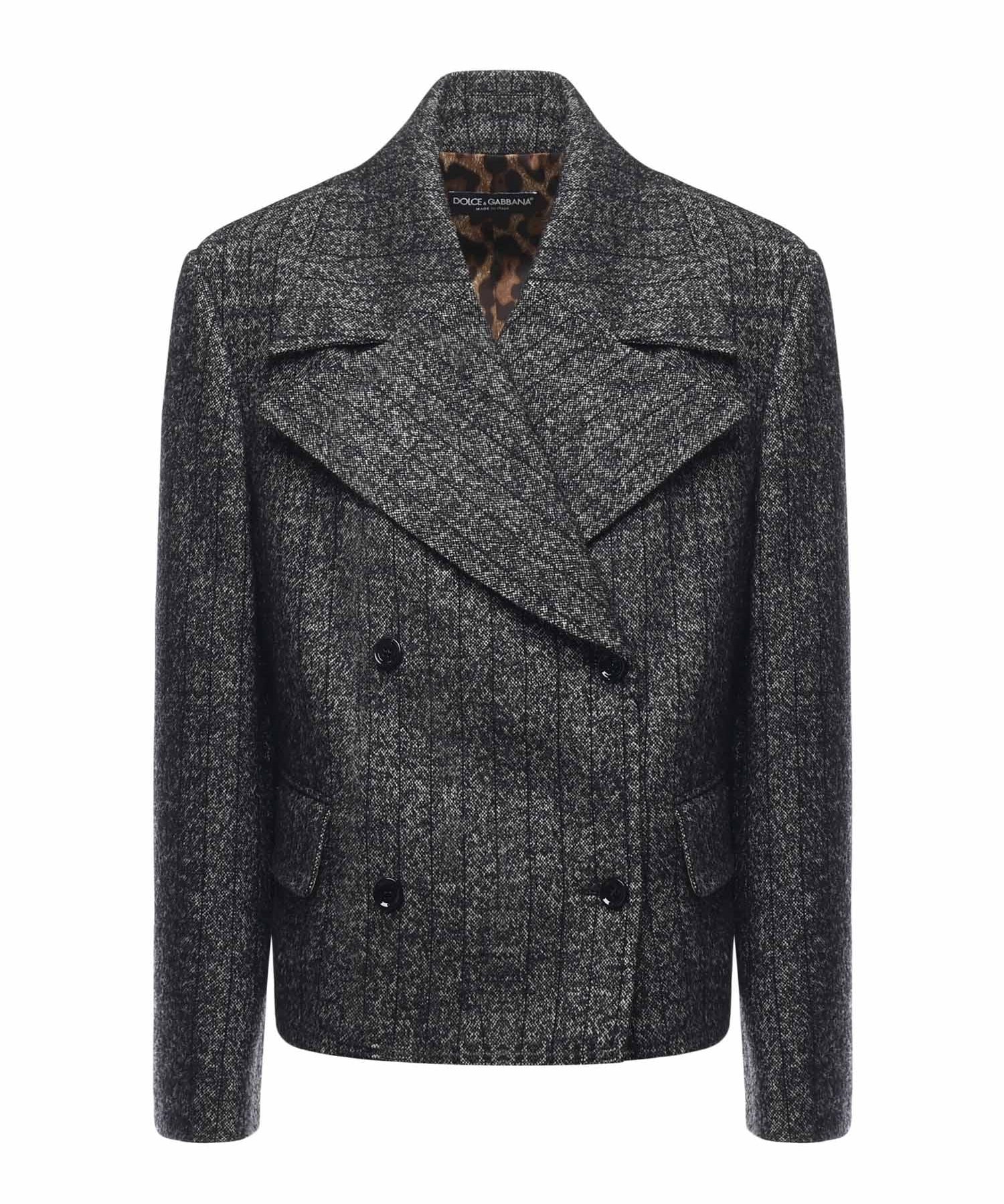 Giacca cropped in lana rigata F27FXT FRZANS8051 DOLCE & GABBANA 