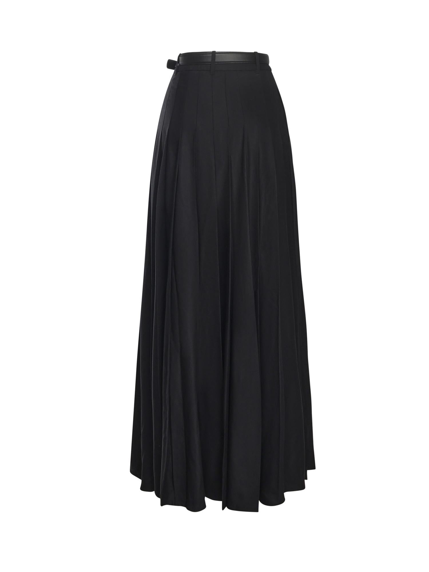 Gonna lunga plissettata in twill AW25107XSK B SELF-PORTRAIT 