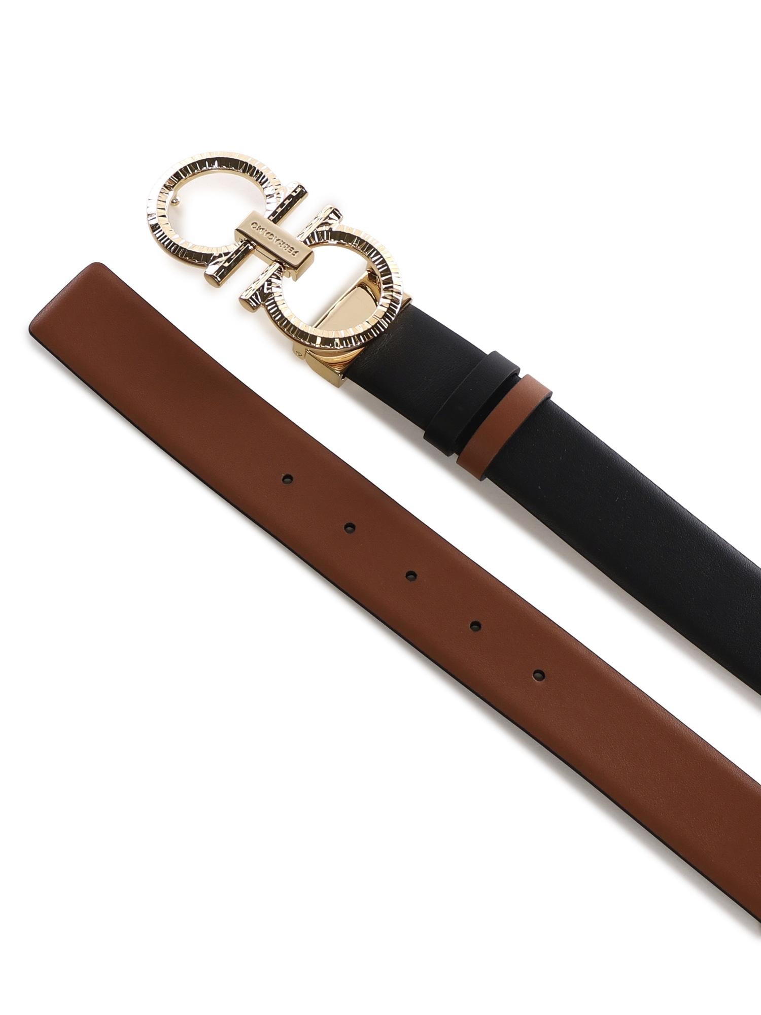 Cintura con Gancini martellato in pelle 230421 786305001 FERRAGAMO 