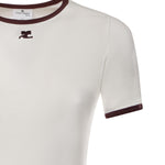 T-shirt in cotone 125JTS0117JS0203 HERITAGEWHITE/BORDEAUX COURREGES 