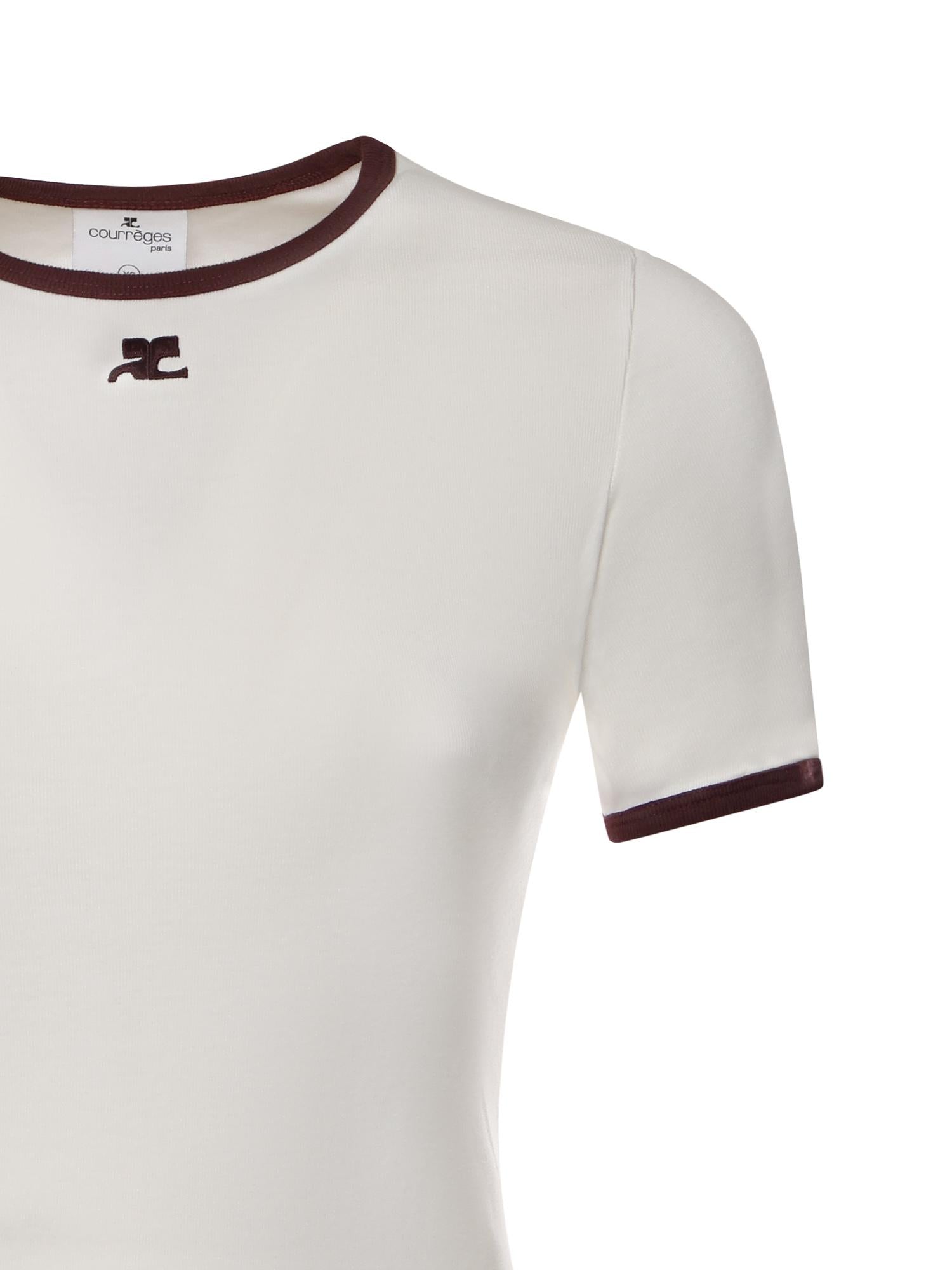 T-shirt in cotone 125JTS0117JS0203 HERITAGEWHITE/BORDEAUX COURREGES 