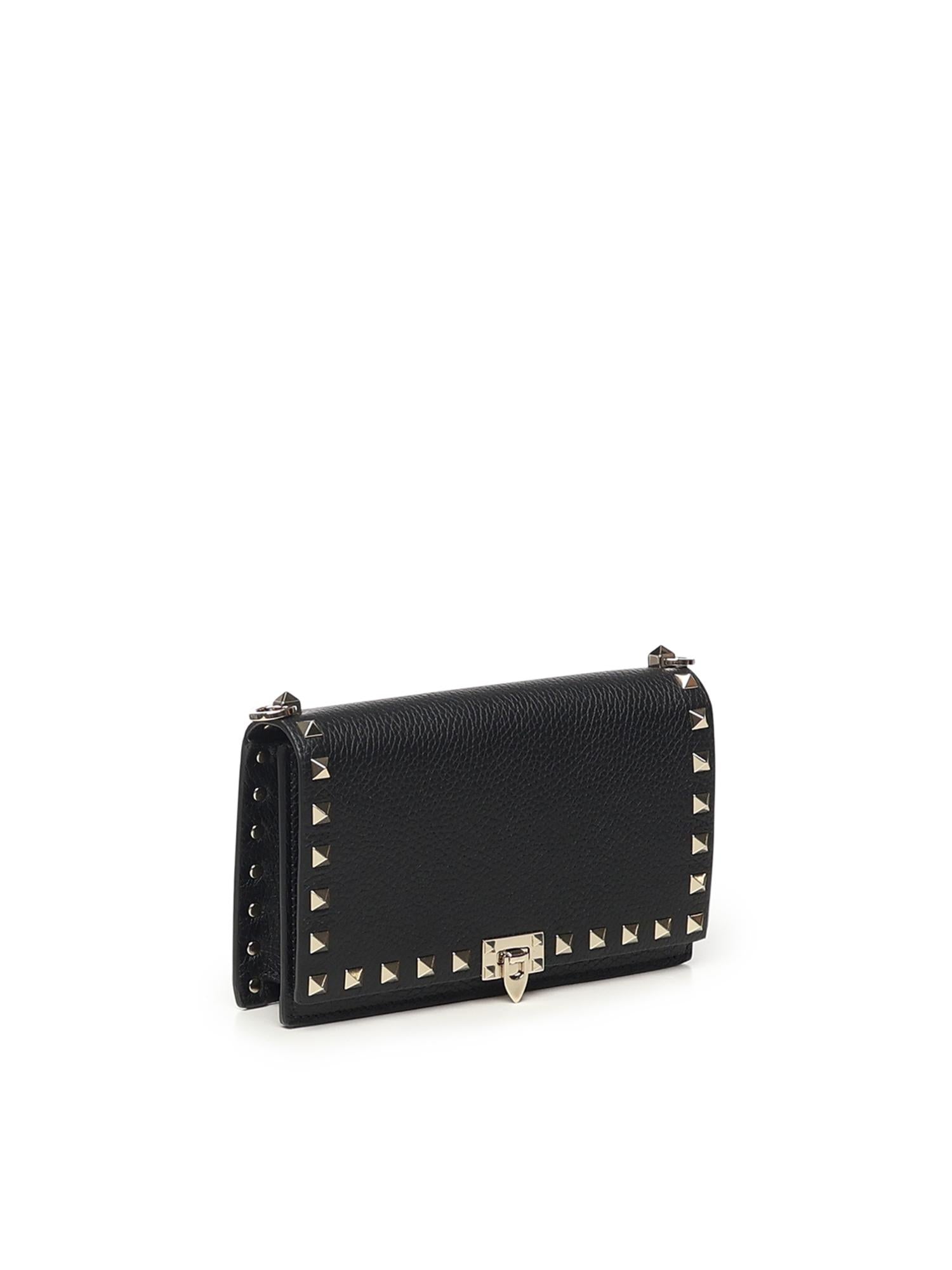 Mini bag con catena Rockstud in vitello granato 8W2P0Y59 VSH0NO VALENTINO GARAVANI 