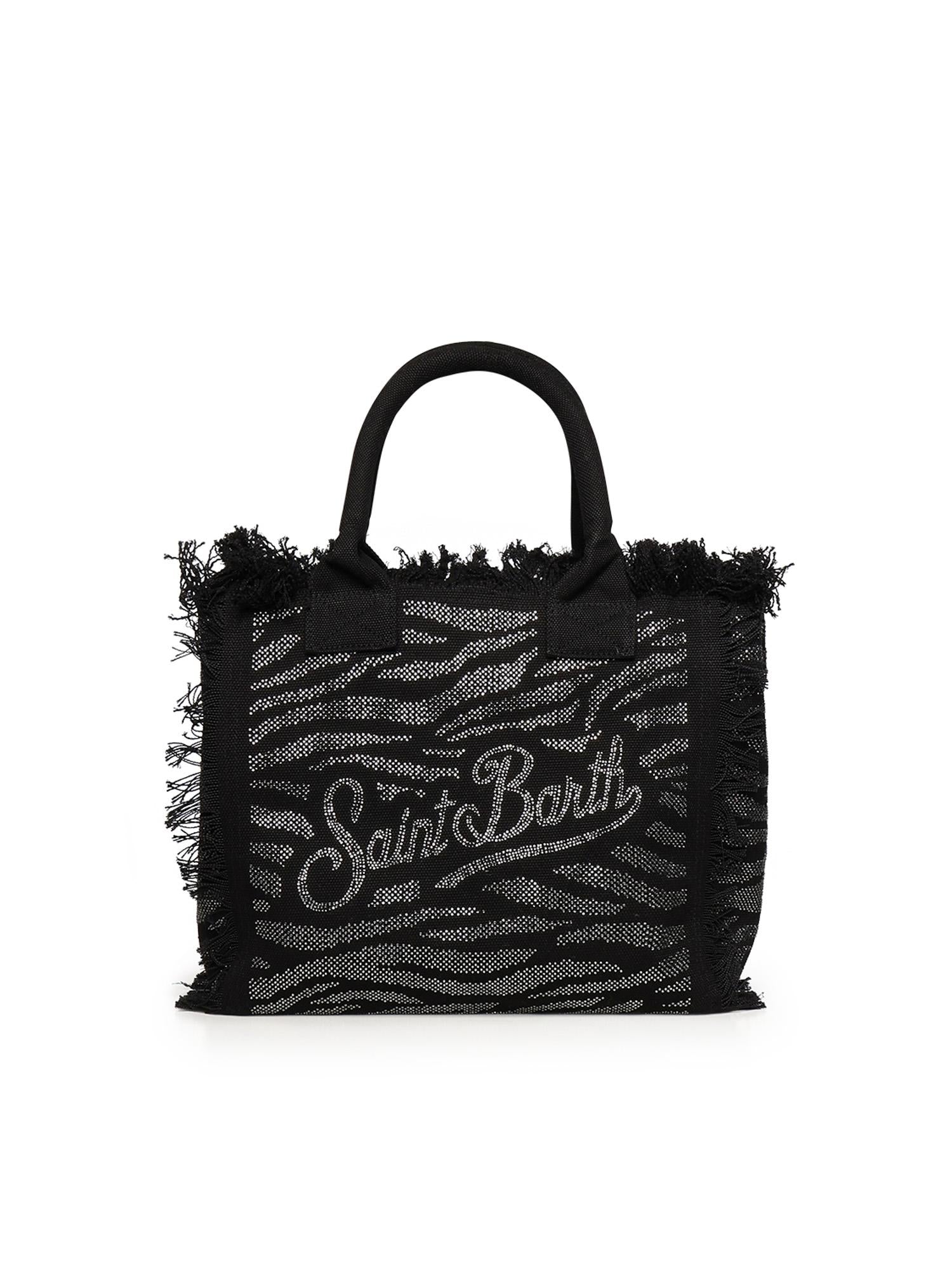 Borsa Vanity in canvas con stampa zebrata e strass VANI001 00629L MC2 SAINT BARTH 