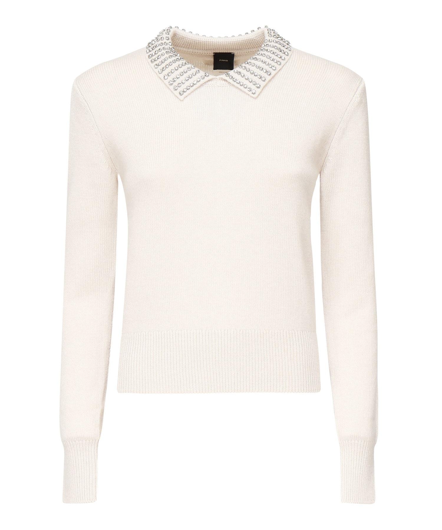 Maglia con colletto e strass<BR/><BR/> 105530 A2S4I23 PINKO 