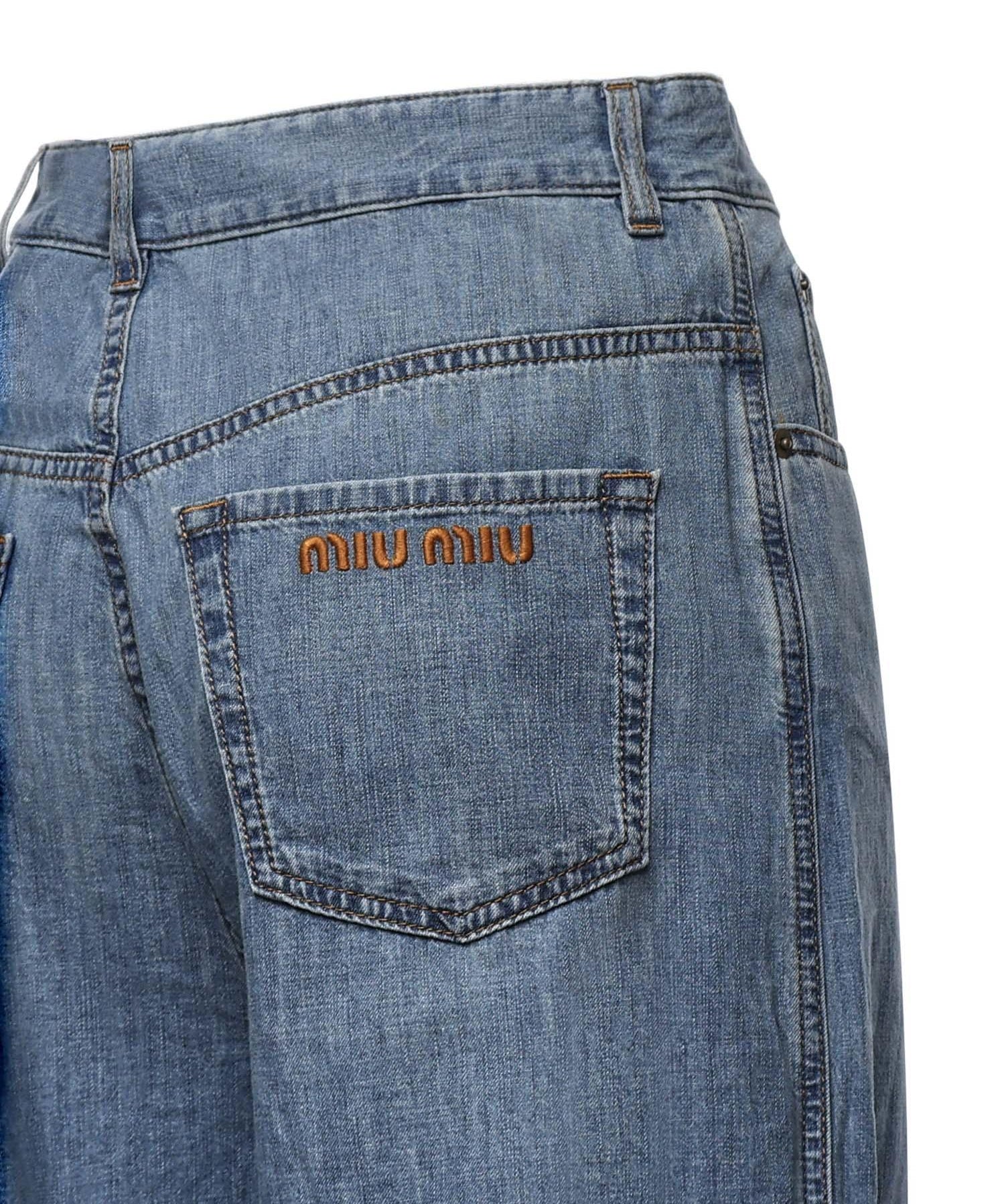 Jeans in chambray con logo GWP394 193KF0013 MIU MIU 