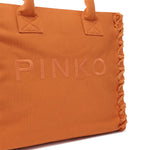 Borsa shopper Beach in canvas con logo 106673 A3A4A76 PINKO 